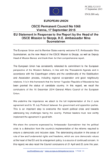 Statement by the Luxembourgian EU Presidency in response to the report by the Head of the OSCE Mission to Skopje, Ambassador Janina Hrebickova