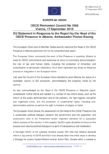 Statement by the Luxembourgian EU Presidency in response to the report by the Head of the OSCE Presence in Albania, Ambassador Florian Raunig