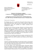 Statement by the Delegation of Albania in response to the report by the Head of the OSCE Presence in Albania, Ambassador Florian Raunig