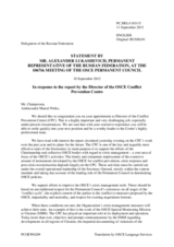 Statement by the Delegation of the Russian Federation in response to the report by the Director of the Conflict Prevention Centre, Ambassador Marcel Pesko