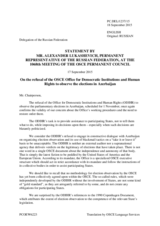 Statement by the Delegation of the Russian Federation in response to the statement by the Delegation of Azerbaijan on the violation by the OSCE Office of Democratic Institutions and Human Rights of its mandate