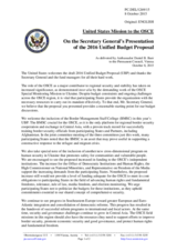 Statement by the Delegation of the United States of America in response to the presentation by the OSCE Secretary General of the 2016 Unified Budget Proposal