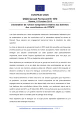 Déclaration de l’Union européenne relative aux barèmes des contributions de l’OSCE