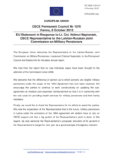 Statement by the Luxembourgian EU Presidency in response to the report by the OSCE Representative to the Latvian-Russian Joint Commission on Military Pensioners