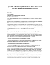 Speech by Federal Foreign Minister Frank-Walter Steinmeier at the OSCE Mediterranean Conference in Jordan