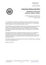 Statement by the Delegation of the United States of America on the terrorist attacks in Turkey on 10 October 2015