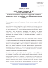 Déclaration de l’UE en réponse au rapport du Chef de la mission de l’OSCE en Moldavie, S.E. Ambassadeur Michael Scanlan