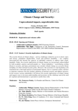 Agenda: Climate Change and Security - Unprecedented impacts, unpredictable risks