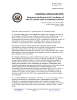 Statement by the Delegation of the United States of America in response to the report by the Co-ordinator of OSCE Economic and Environmental Activities. Dr. Halil Yurdakul Yigitgüden