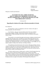 Statement by the Delegation of the Russian Federation on the recent incidents involving Russian journalists in Estonia