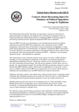 Statement by the Delegation of the United States of America on the recent events in Tajikistan