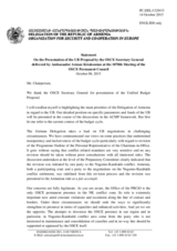 Statement by the Delegation of Armenia in response to the presentation by the OSCE Secretary General of the 2016 Unified Budget Proposal