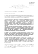 Presentation on Nordic perspectives on the current security situation in Europe and the importance of confidence- and security-building measures and transparency by Mr. S. Efjestad, Policy Director, Ministry of Defence of Norway