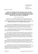 Session 1, Written Contribution