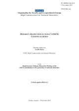 Minority protection in today’s OSCE: Lessons learned