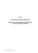 Vers un Authentique Partenariat dans une ere Nouvelle