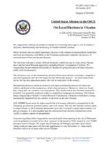 Statement by the Delegation of the United States of America on the local elections in Ukraine on 25 October 2015