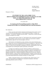 Statement by the Delegation of France in response to the reports by the Personal Representatives of the OSCE Chairperson-in-Office on Tolerance