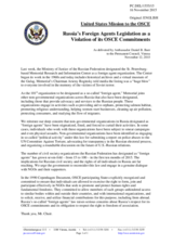 Statement by the Delegation of the United States of America on the law on “foreign agents” in the Russian Federation