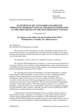 Statement by the Delegation of the Russian Federation in response to the address by the President of the OSCE Parliamentary Assembly, Mr. Ilkka Kanerva