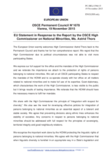 Statement by the Luxembourgian EU Presidency in response to the report by the High Commissioner on National Minorities, Ms. Astrid Thors
