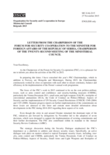  Letter from the FSC Chairperson to the Chairperson of the 22nd Ministerial Council with Annexes