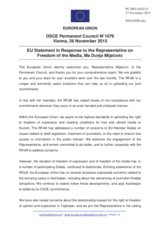 Statement by the Luxembourgian EU Presidency in response to the report by the OSCE Representative on Freedom of the Media, Ms. Dunja Mijatović