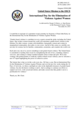 Statement by the Delegation of the United States of America on the United Nations International Day for the Elimination of Violence against Women, observed on 25 November 2015