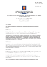 Statement by the Delegation of Norway, also on behalf of Canada, Iceland, Liechtenstein, Mongolia and Switzerland, on the International day to end impunity for crimes against journalists, observed on 2 November 2015