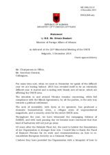 Statement by H.E. Ditmir Bushati, Minister for Foreign Affairs