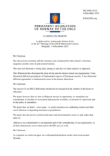 Statement by H.E. Robert Kvile, Permanent Representative to the OSCE