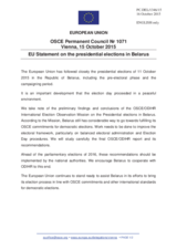 Statement by the Luxembourgian EU Presidency Statement by the Delegation of the United States of America on the presidential elections in Belarus, held on 11 October 2015