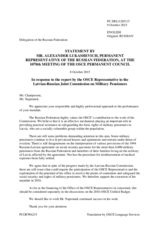 Statement by the Delegation of the Russian Federation in response to the report by the OSCE Representative to the Latvian-Russian Joint Commission on Military Pensioners