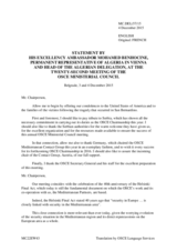 Statement by H.E. Mohamed Benhocine, Ambassador, Permanent Representative 