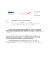 Unbroken silence procedure on the draft Permanent Council decision concerning the agenda, timetable and organizational modalities of the OSCE Political Conference on Public-Private Partnership in Countering Terrorism