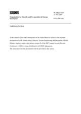 Presentation by Mr. Mays, Director, System Engineering and Integration, Missile Defence Agency, USA