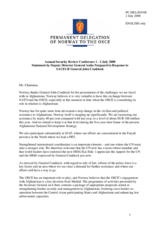 Statement by Norway in Response to the Statement delivered by the SACEUR General John Craddock