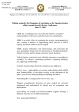 Talking Points by Azerbaijan