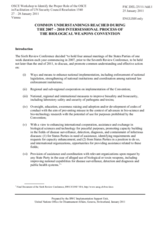 Common Understandings Reached during the 2007 - 2010 Intersessional Process of the Biological Weapons Convention