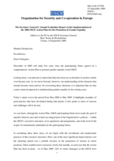 The Secretary General's address to the Permanent Council on the Annual Evaluation Report on the Implementation of the 2004 OSCE Action Plan for the Promotion of Gender Equality, 2009
