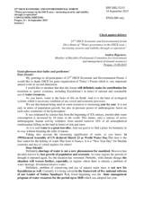 Statement by Mr. Andrei A. Begeneev, Member of the Committee on Ecology and Nature, Majlis of the Parliament 