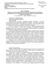 Statement by Mr. Sulton Rakhimzoda, First Deputy Minister of Energy and Water Resources