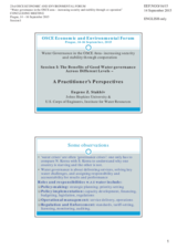 Presentation by Mr. Eugene Z. Stakhiv, Lecturer, Researcher and Visiting Scholar at the US Army Corps of Engineers, Institute for Water Resources