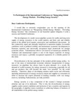 Opening Session: Opening Statement by the President of Turkmenistan, Gurbanguly Berdimuhamedov