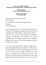 Opening Session: Opening Statement by the OSCE Secretary General, Lamberto Zannier 