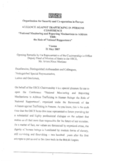 Opening remarks by the Representative of the Chairman-in-Office and Deputy Head of the Mission of Spain to the OSCE, Arturo Perez Martinez