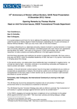 Remarks on the Occasion of the 10th Anniversary of Women without Borders Remarks on the Occasion of the 10th Anniversary of Women without Borders