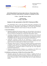 PPP Conference - Summary by the representative of the OSCE Chairman-in-Office