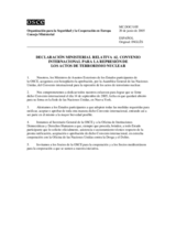 Declaración ministerial relativa al convenio internacional para la represión de los actos de terrorismo nuclear