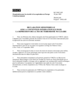 Déclaration ministérielle sur la convention internationale pour la répression des actes de terrorisme nucléaire